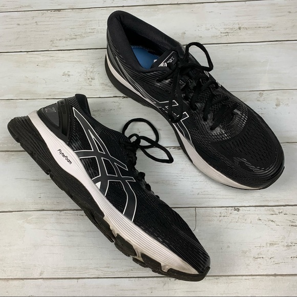 Asics Gel Nimbus 21 Black Silver Athletic Shoes FlyteFoam - Picture 2 of 16